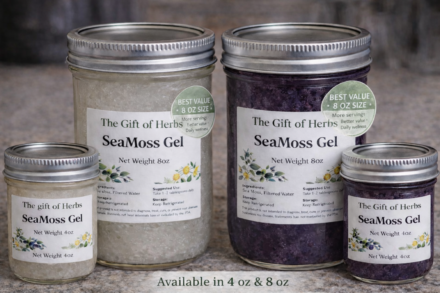 Sea Moss Gel 8oz | White or Purple Sea Moss | Handmade Herbal Wellness | Natural Daily Support
