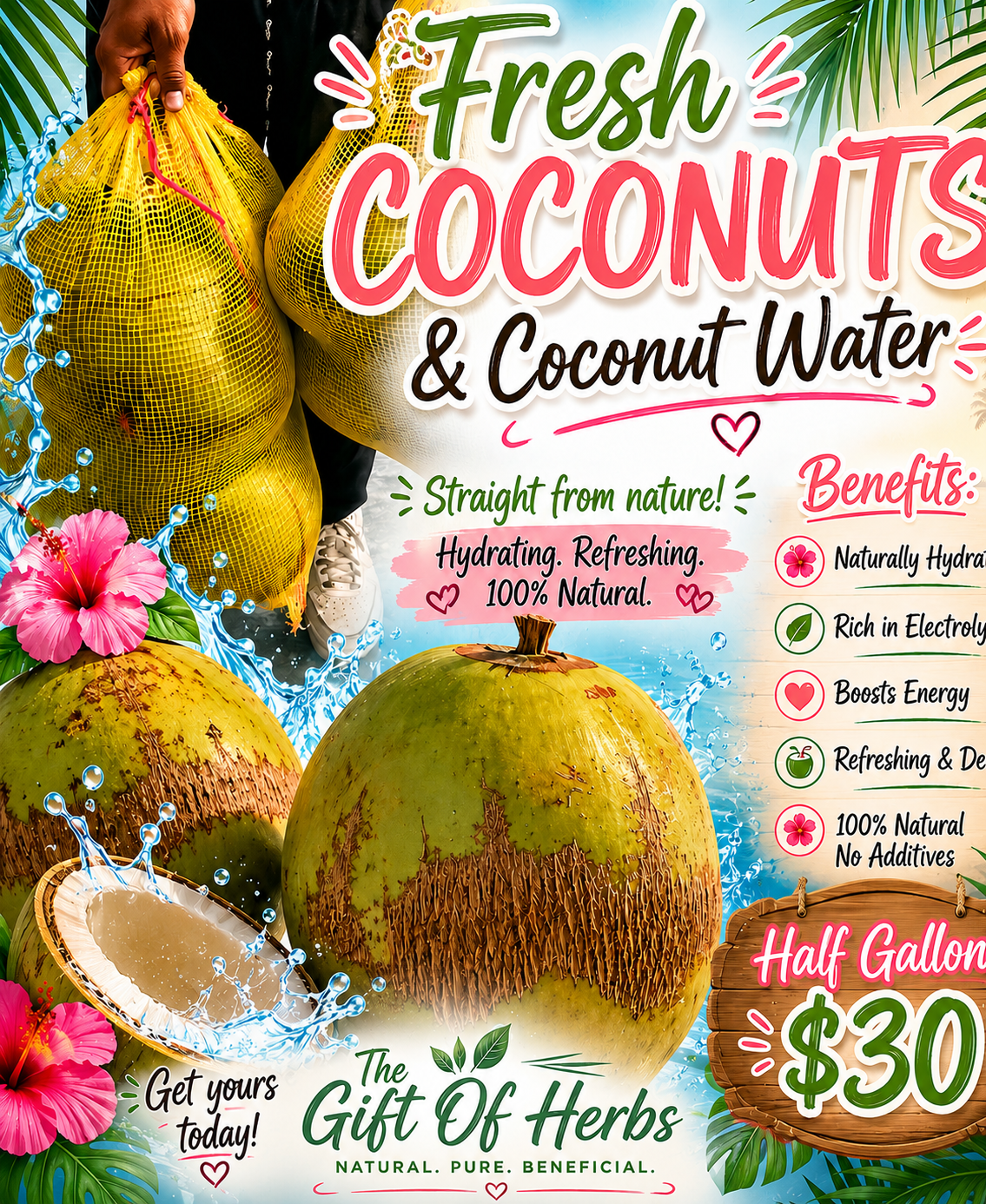 Fresh Coconut Water $30